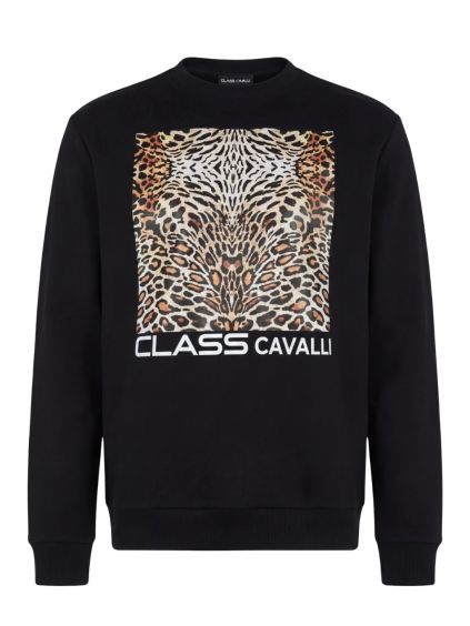 CAVALLI CLASS Leopard II. Black mikina (Velikost 3XL)