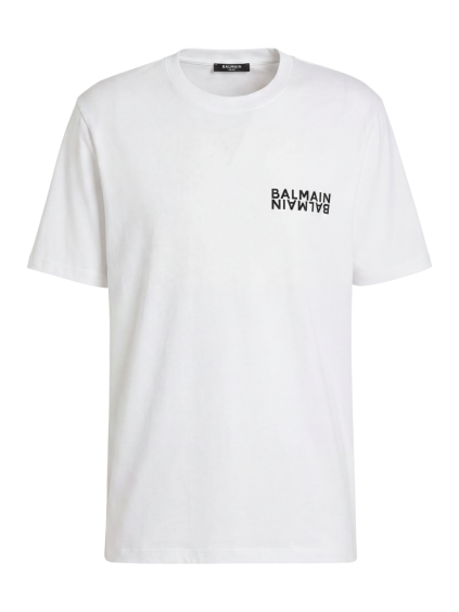 balmain mirror logo white tricko (1)