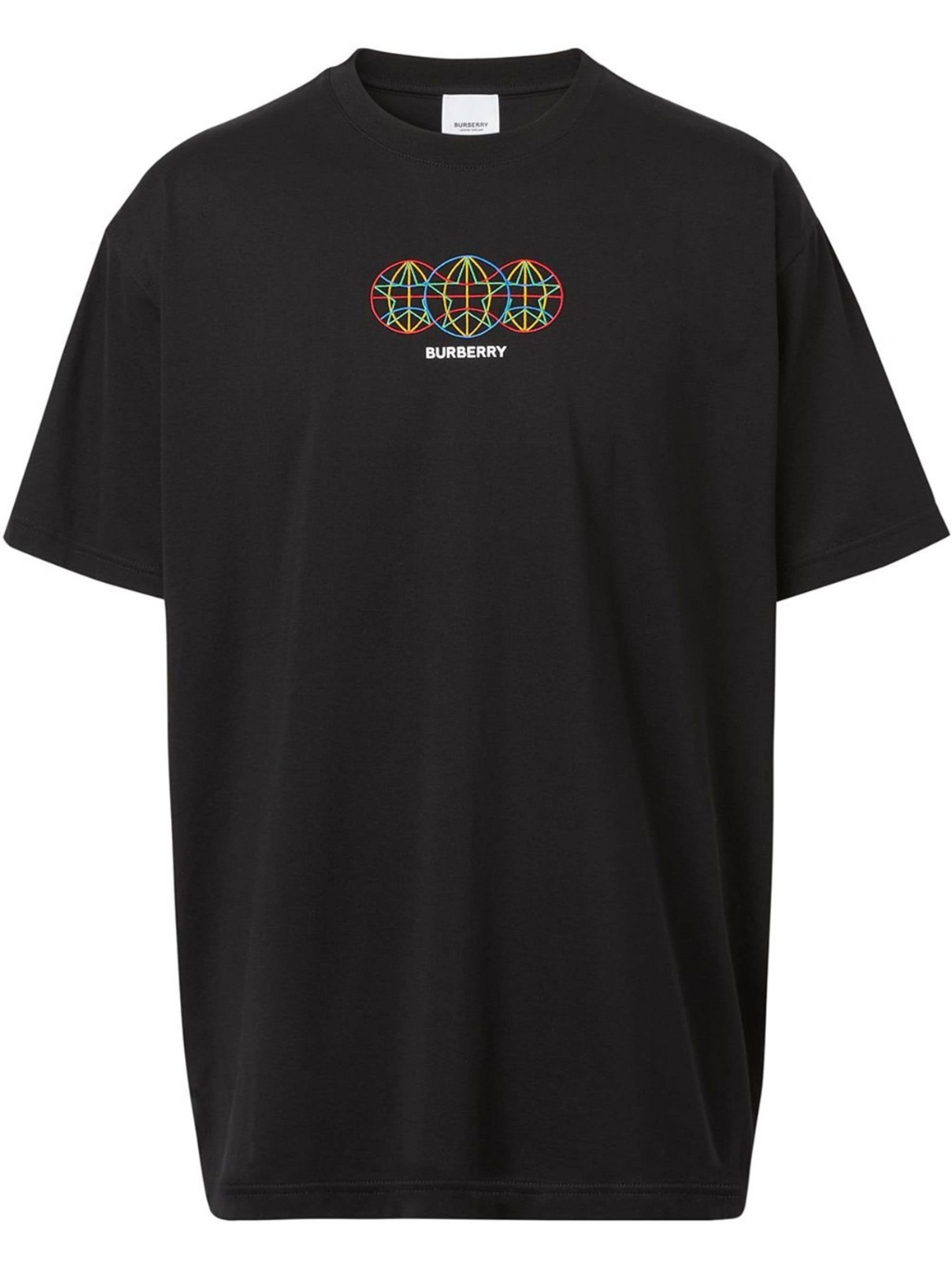 BURBERRY Globe Black tričko L Černá