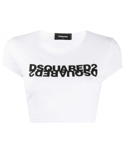 dsquared2 mirror white crop tricko1 (1)