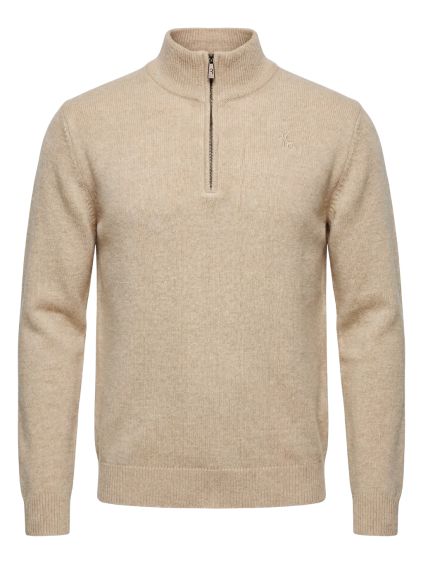 BILLIONAIRE Half Zip Beige sveter