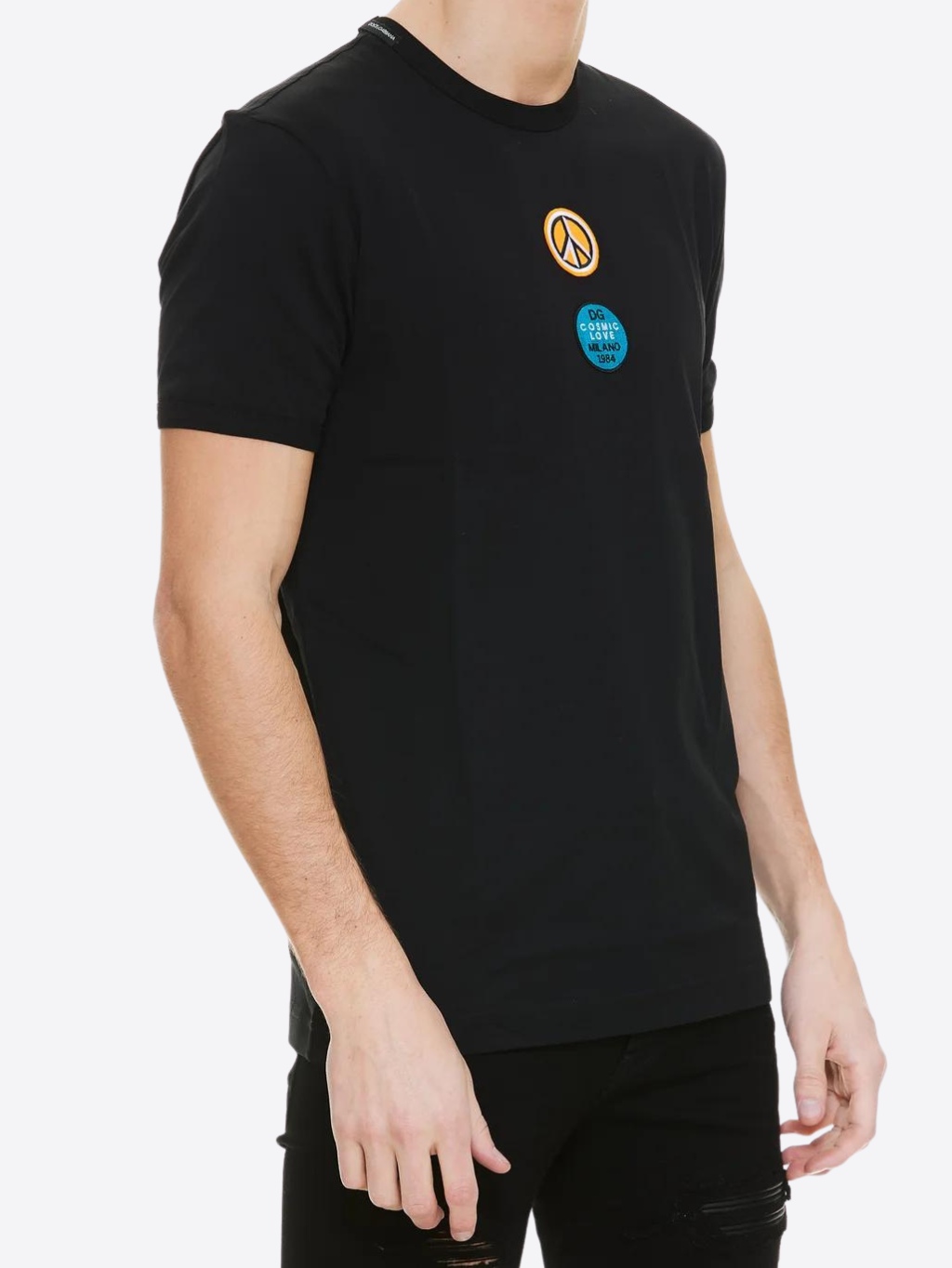 DOLCE & GABBANA Patch Black tričko Veľkosť: L – Obrázok 3