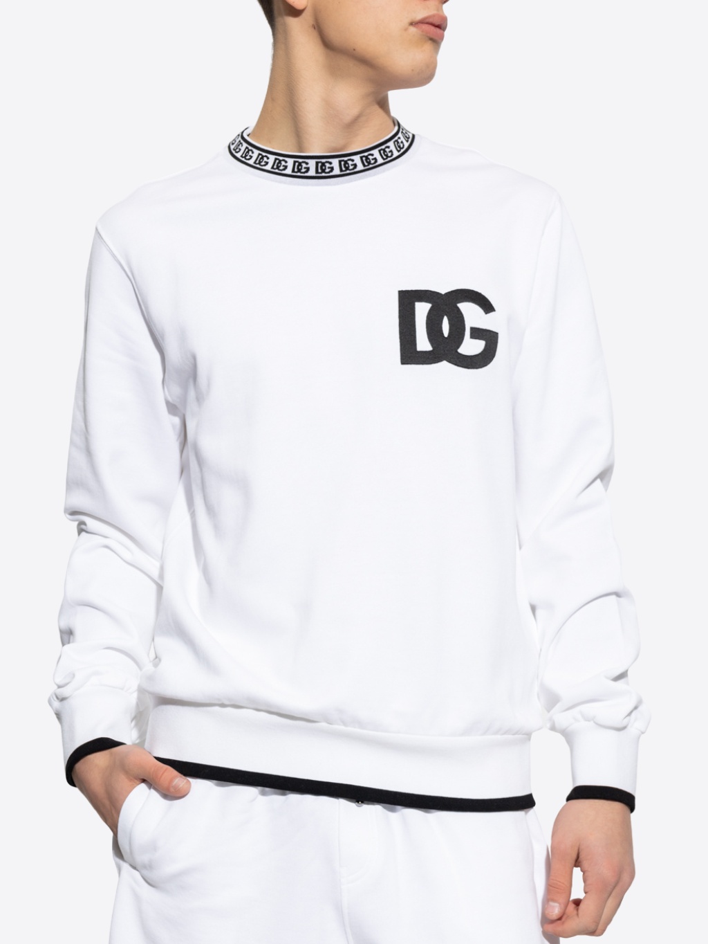 DOLCE & GABBANA Plain White mikina Veľkosť: XL