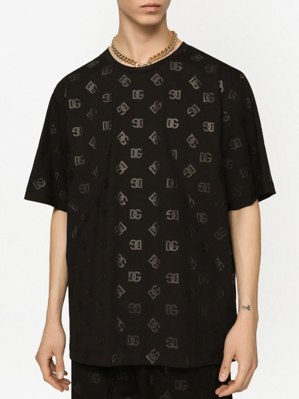 DOLCE & GABBANA Monogram Black tričko Veľkosť: XXL