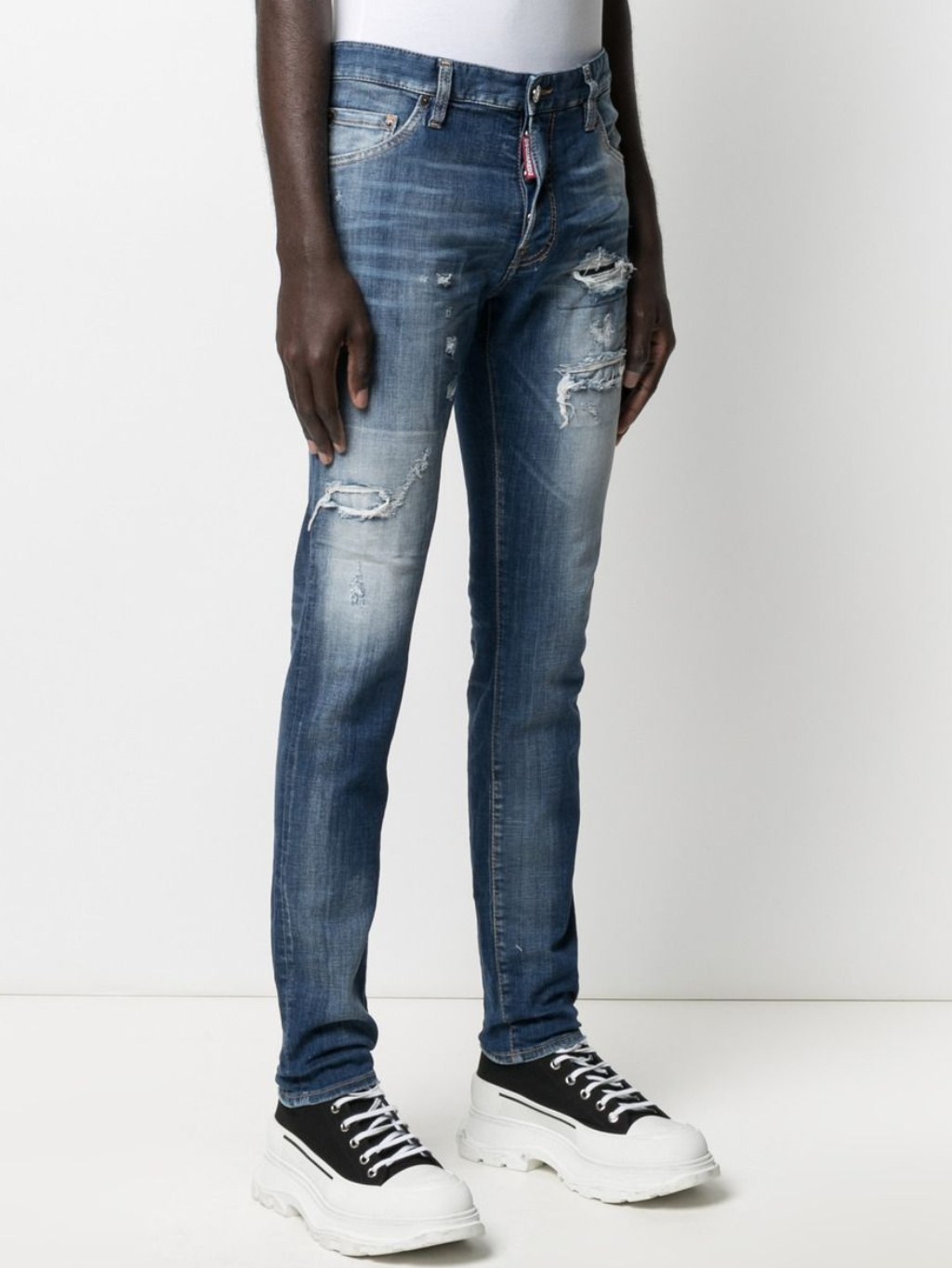 DSQUARED2 Distressed Blue rifle Veľkosť: S – Obrázok 3