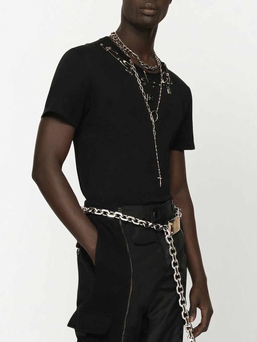 DOLCE & GABBANA Embellished Black tričko Veľkosť: M – Obrázok 3