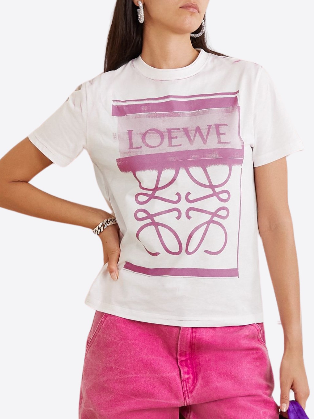 LOEWE Logo Pink White tričko Veľkosť: L