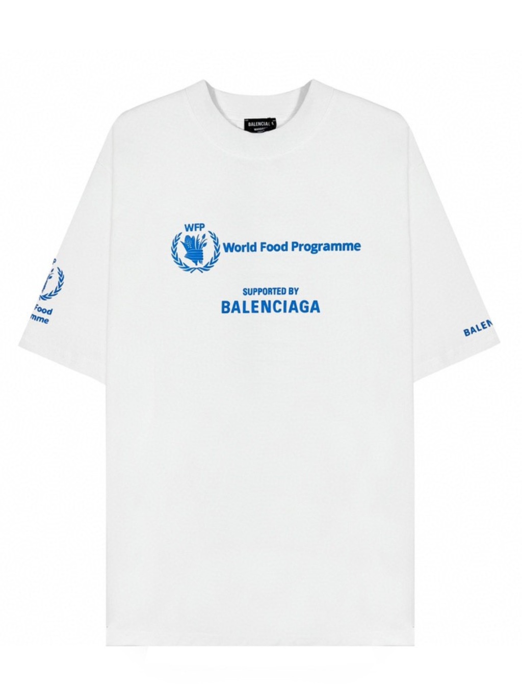 BALENCIAGA Supports The WFP White tričko Veľkosť: XXL