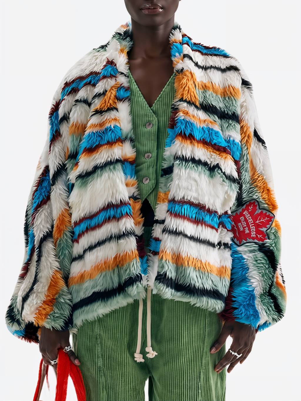 #VDR Shaggy Multicolor kabát L
