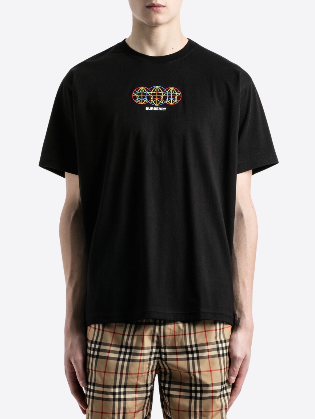 BURBERRY Globe Black tričko Veľkosť: L