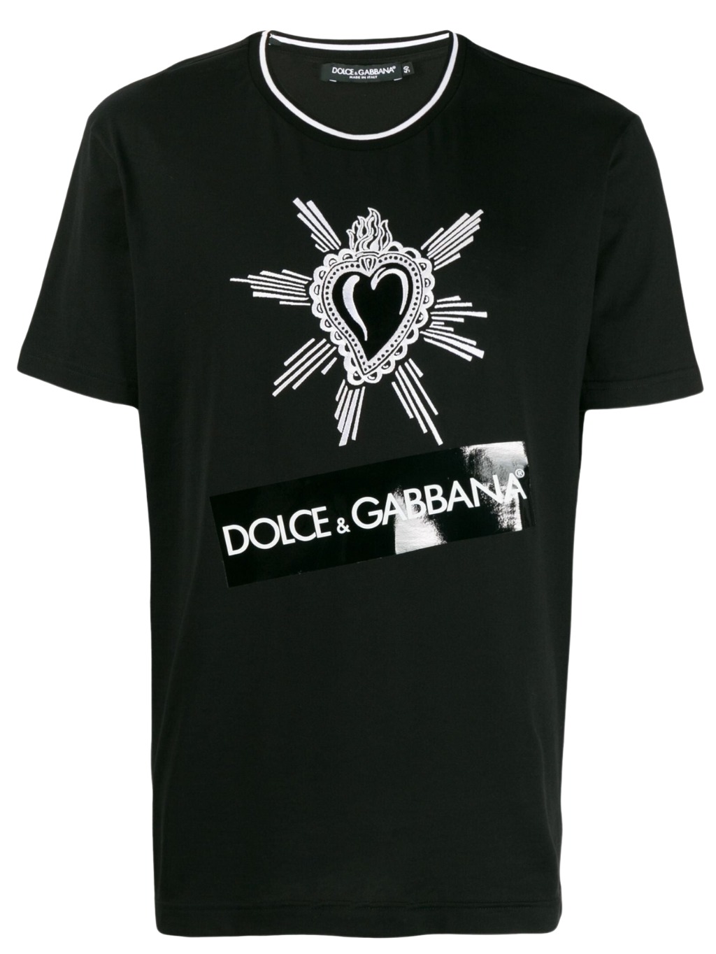 DOLCE & GABBANA Heart Embroidered Black tričko S