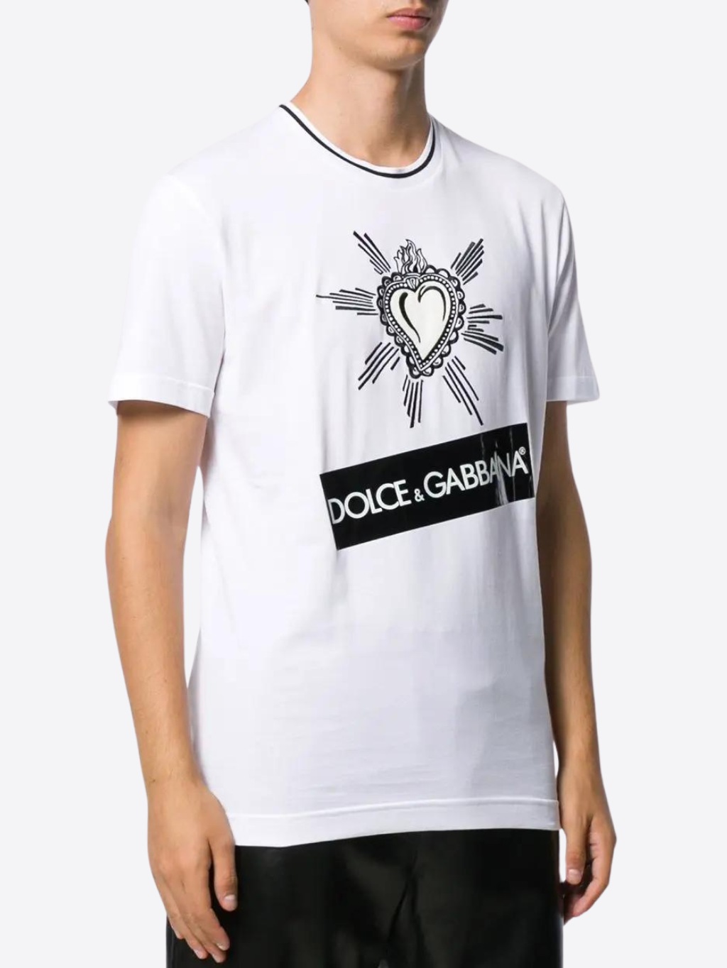 DOLCE & GABBANA Heart Embroidered White tričko Veľkosť: L