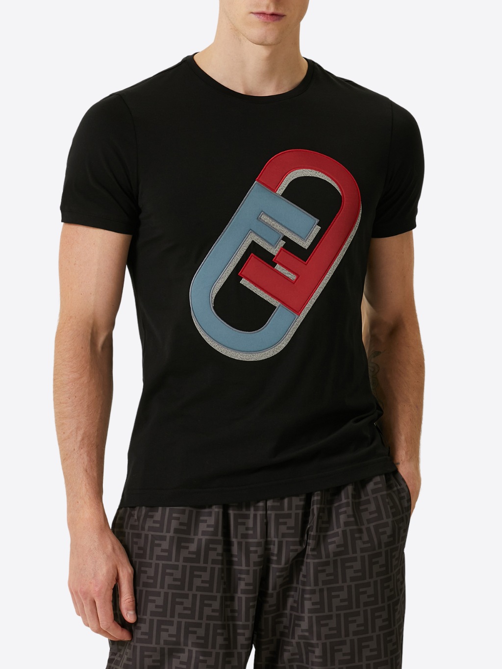 FENDI 3D Logo Black tričko Veľkosť: L