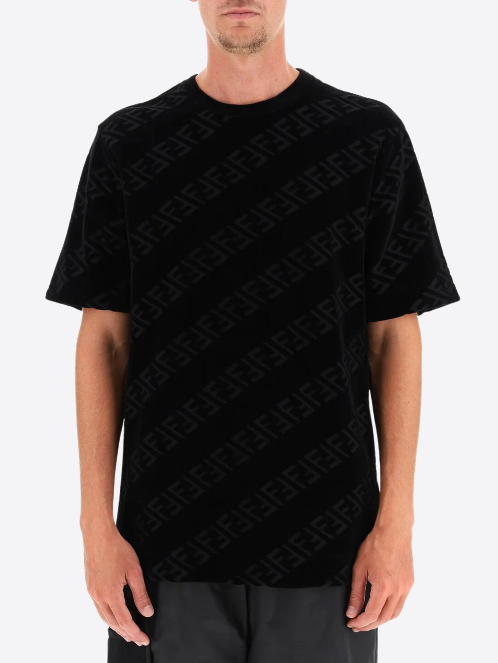 FENDI Diagonal Black tričko Veľkosť: L