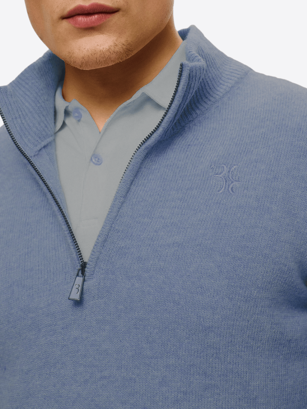 BILLIONAIRE Half Zip Blue sveter Veľkosť: XXL – Obrázok 3