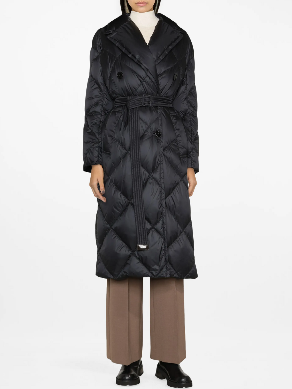 MAX MARA Quilted Black kabát Veľkosť: M