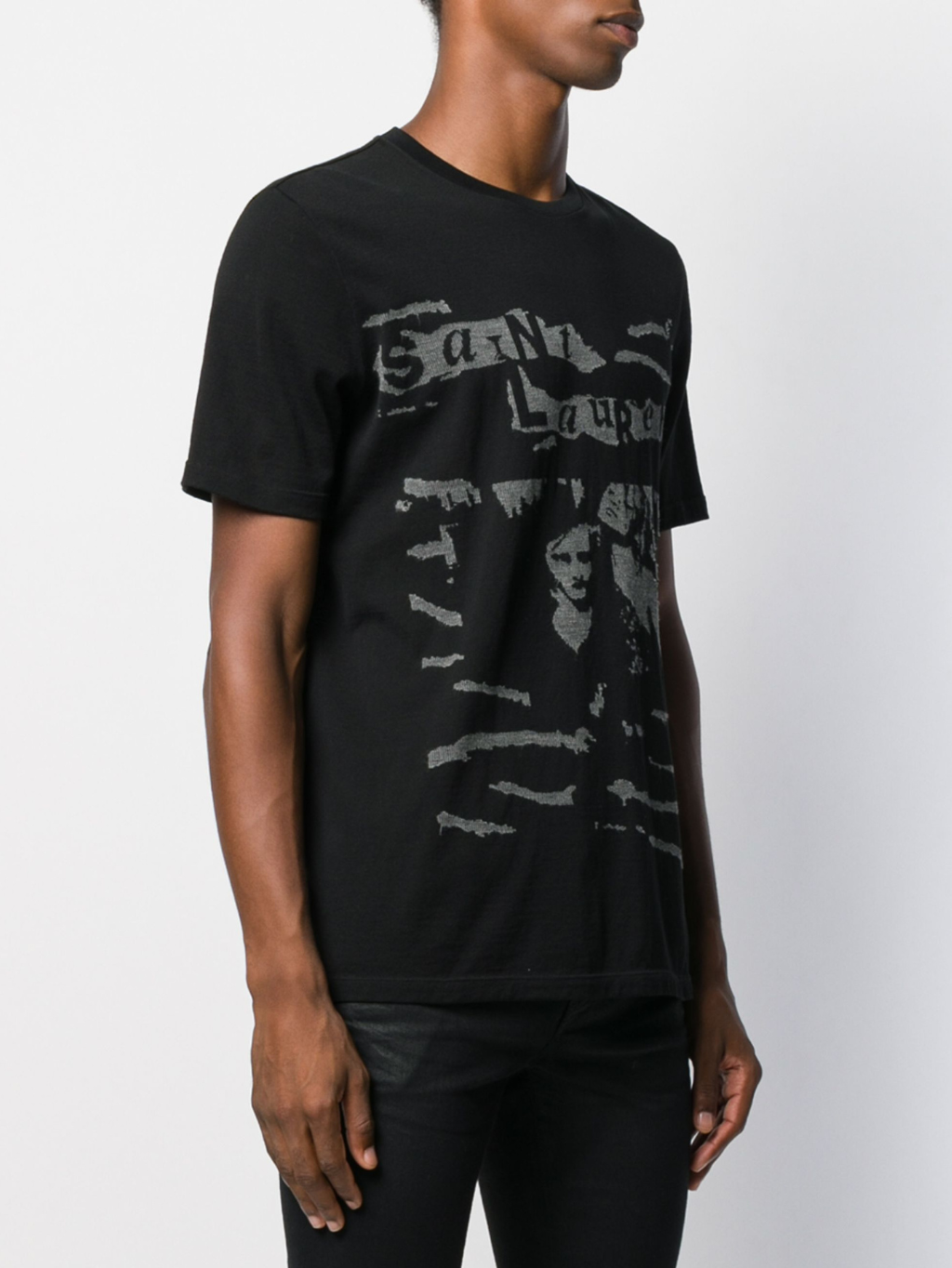 SAINT LAURENT Jacquard Logo Black tričko Veľkosť: S