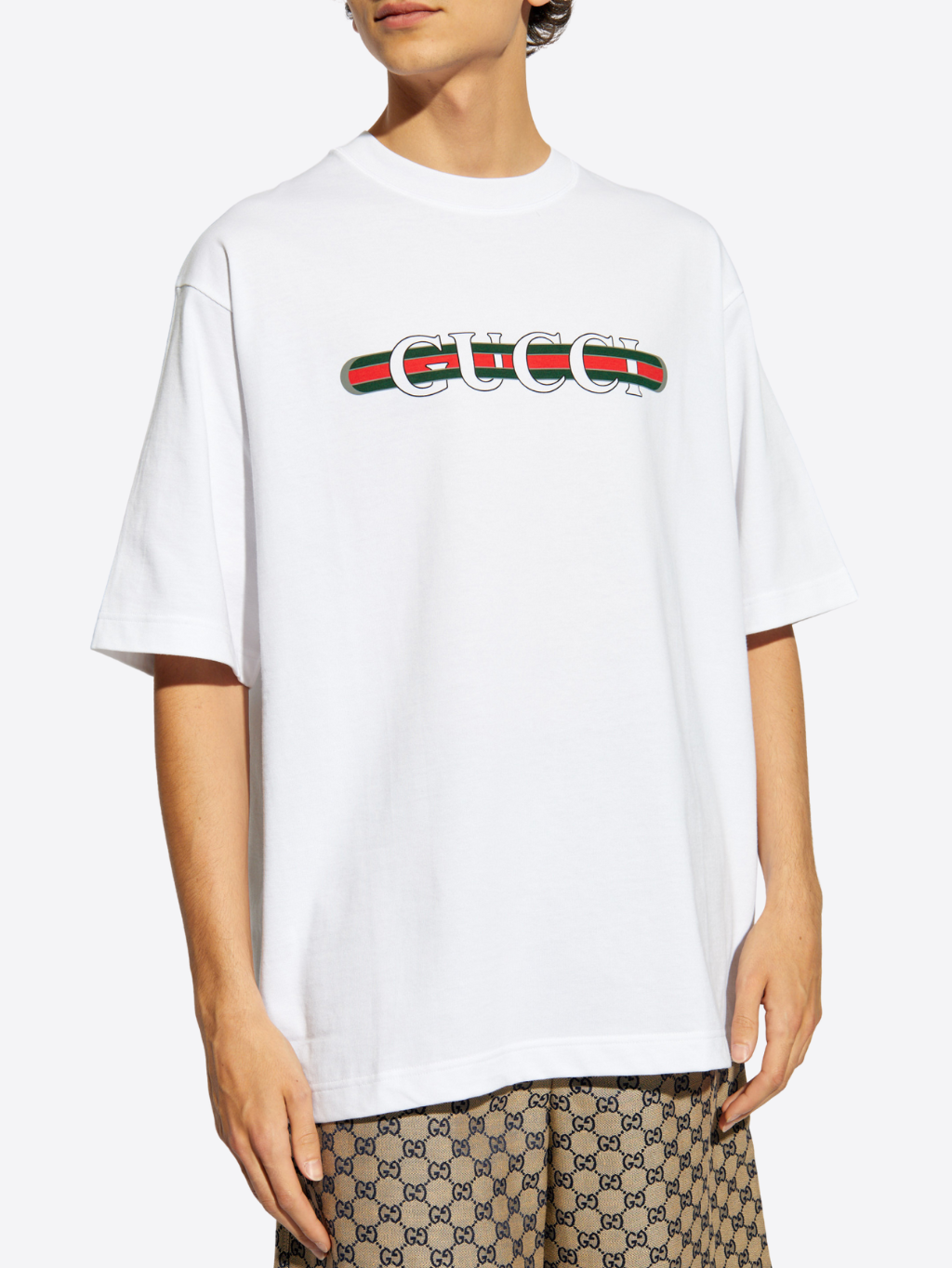 GUCCI Logo White tričko Veľkosť: XXL