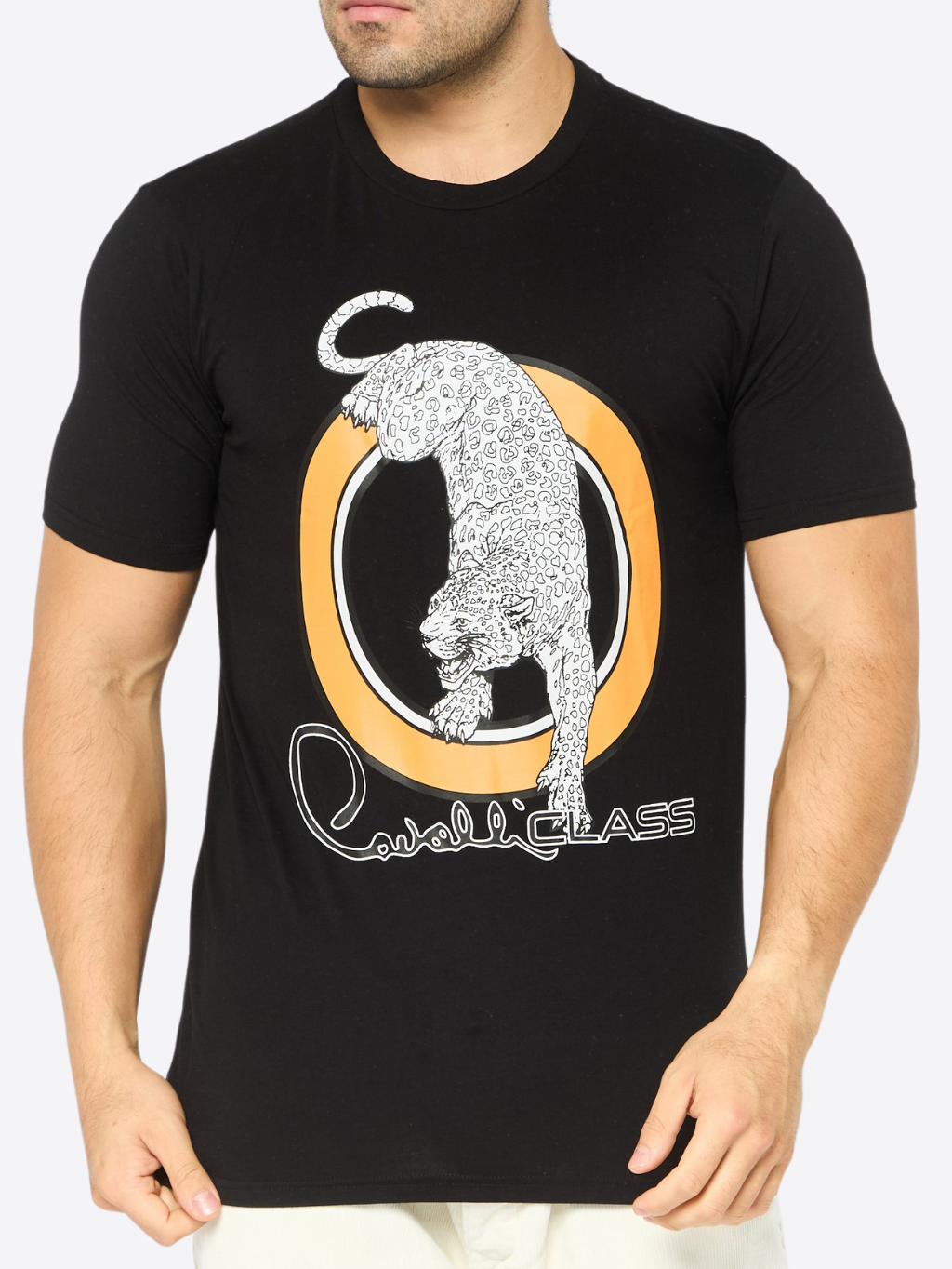 CAVALLI CLASS Leopard Black tričko Veľkosť: L – Obrázok 2