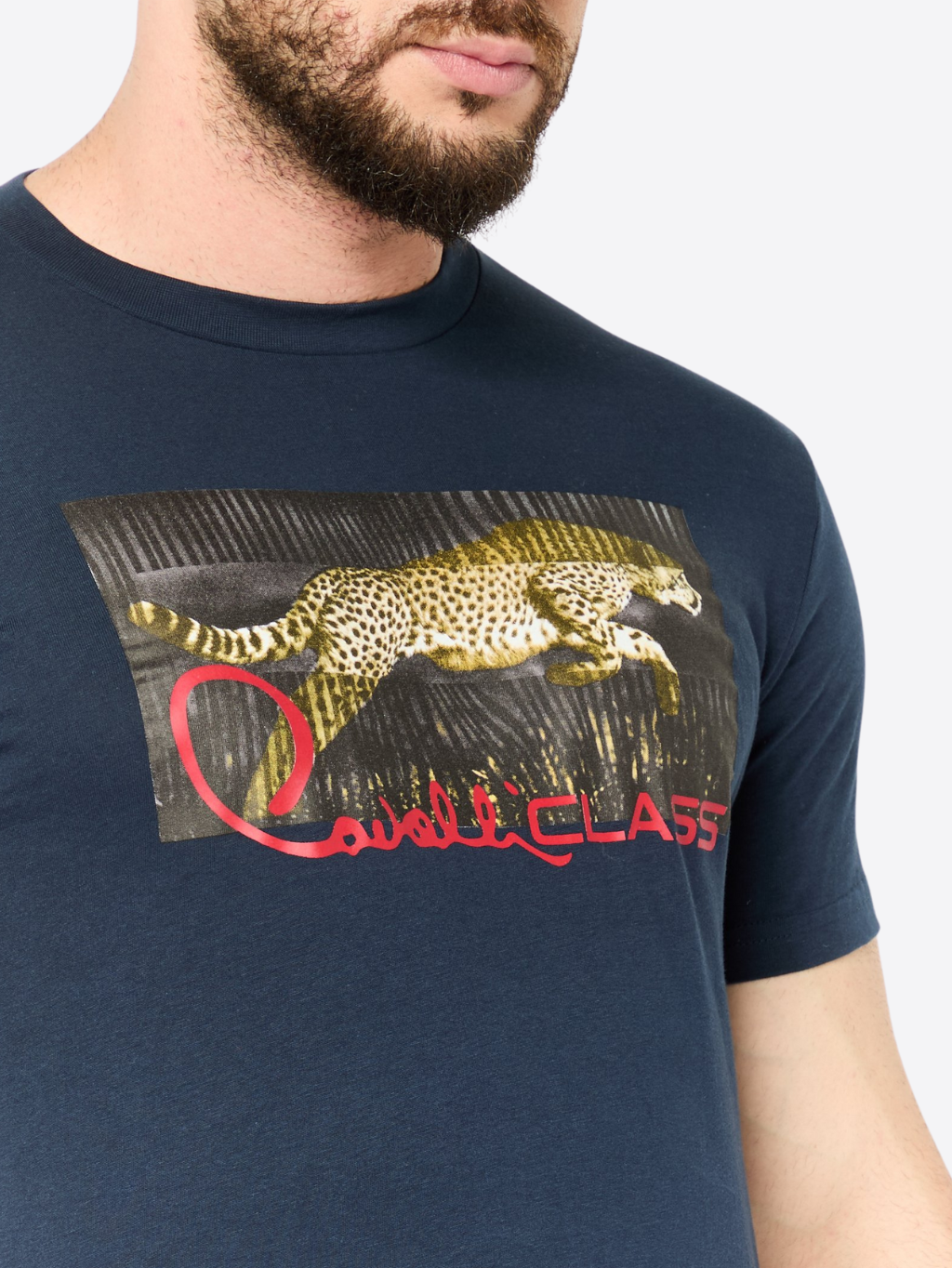 CAVALLI CLASS Leopard II. Navy Blue tričko Veľkosť: M – Obrázok 4