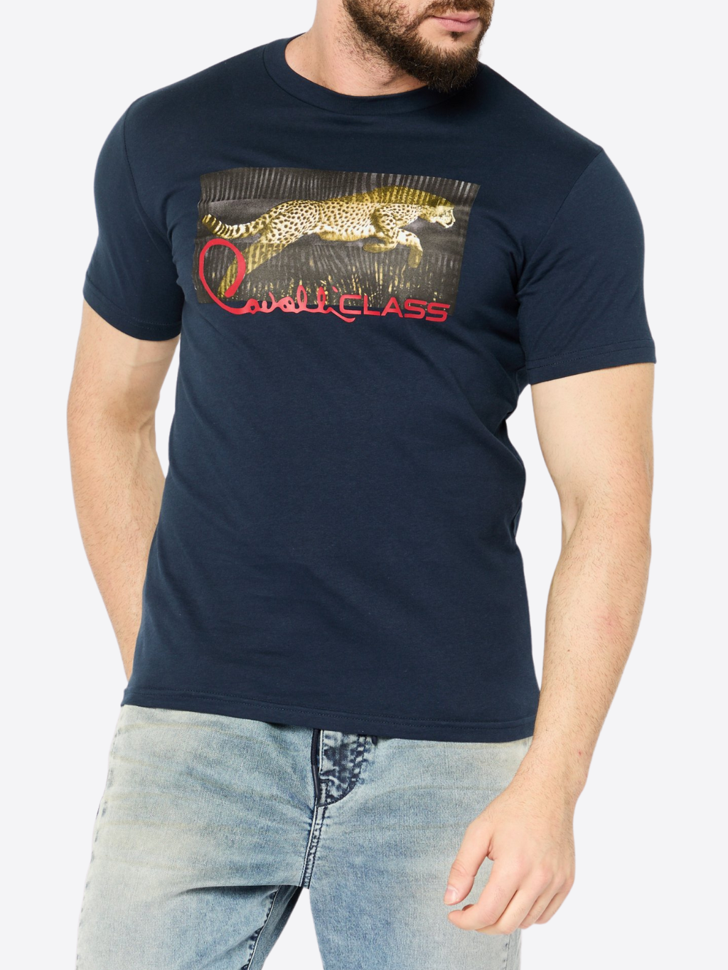 CAVALLI CLASS Leopard II. Navy Blue tričko Veľkosť: M – Obrázok 2