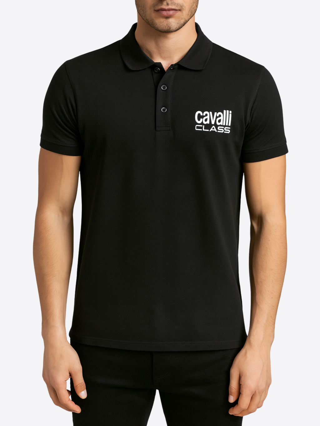 CAVALLI CLASS Carlo Black polo tričko Veľkosť: XL