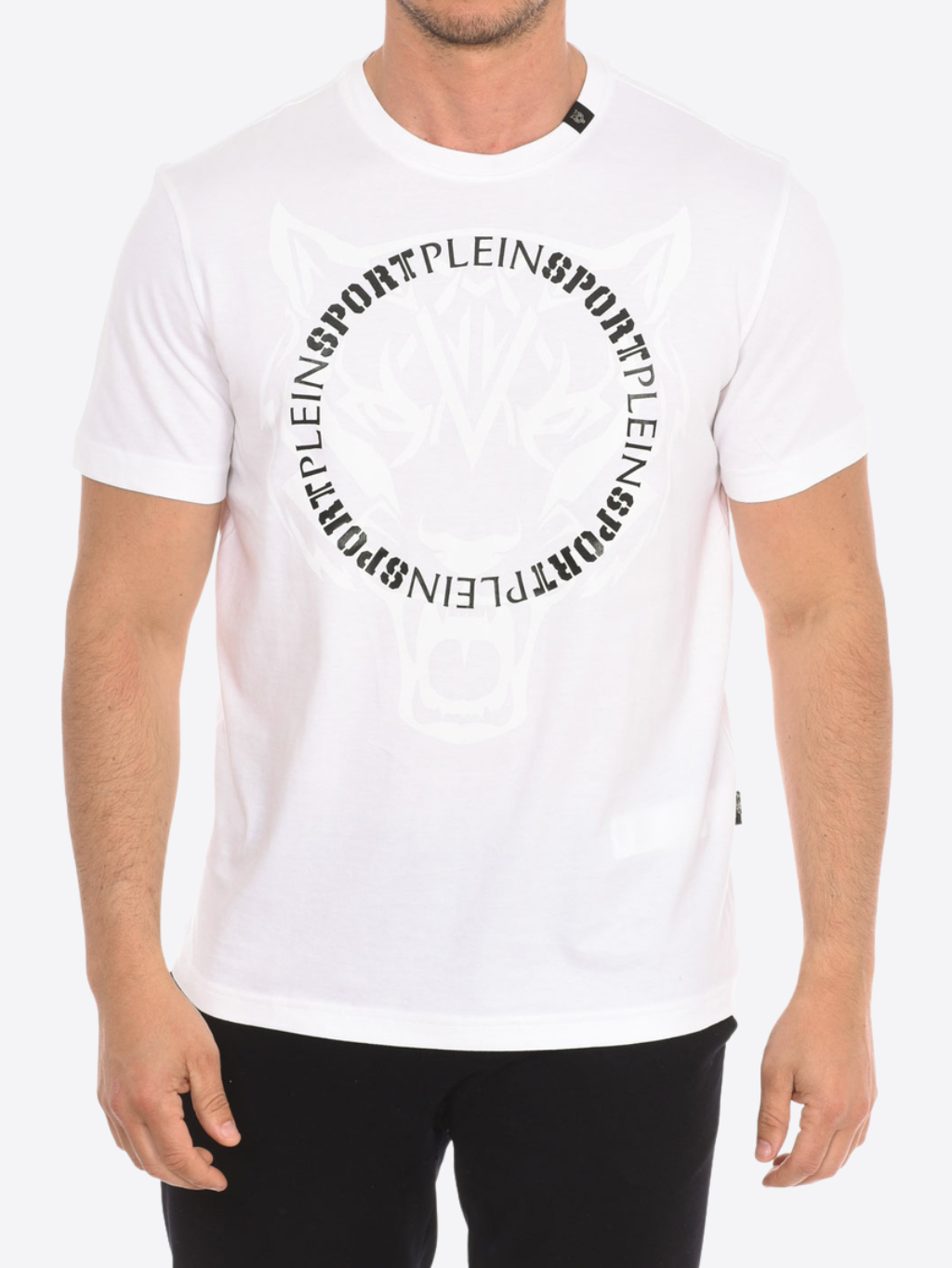PLEIN SPORT Logo Loop White tričko M