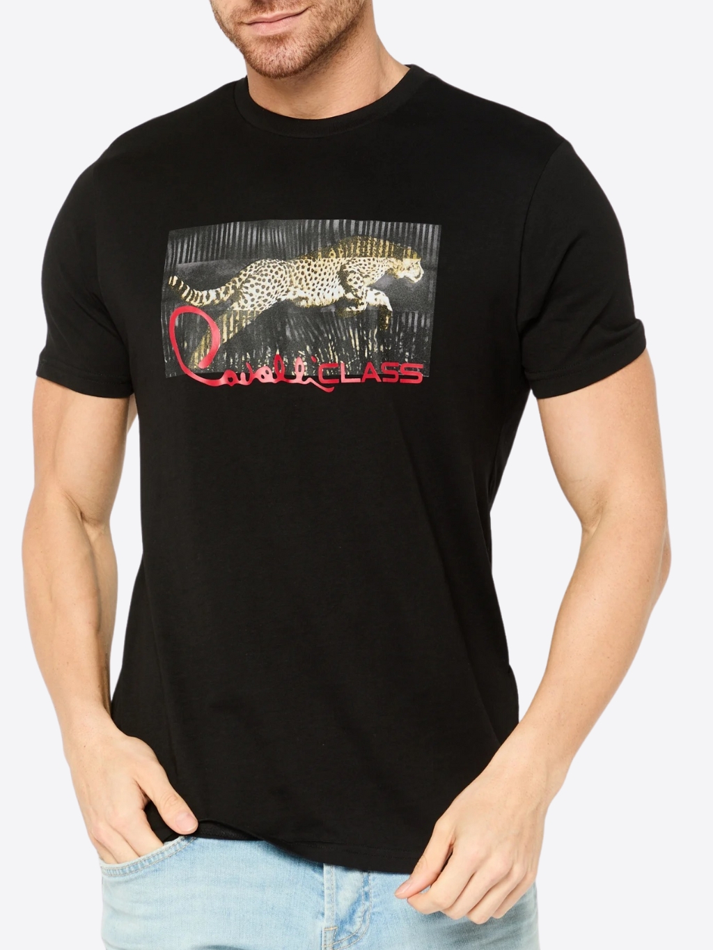 CAVALLI CLASS Leopard II. Black tričko Veľkosť: 3XL