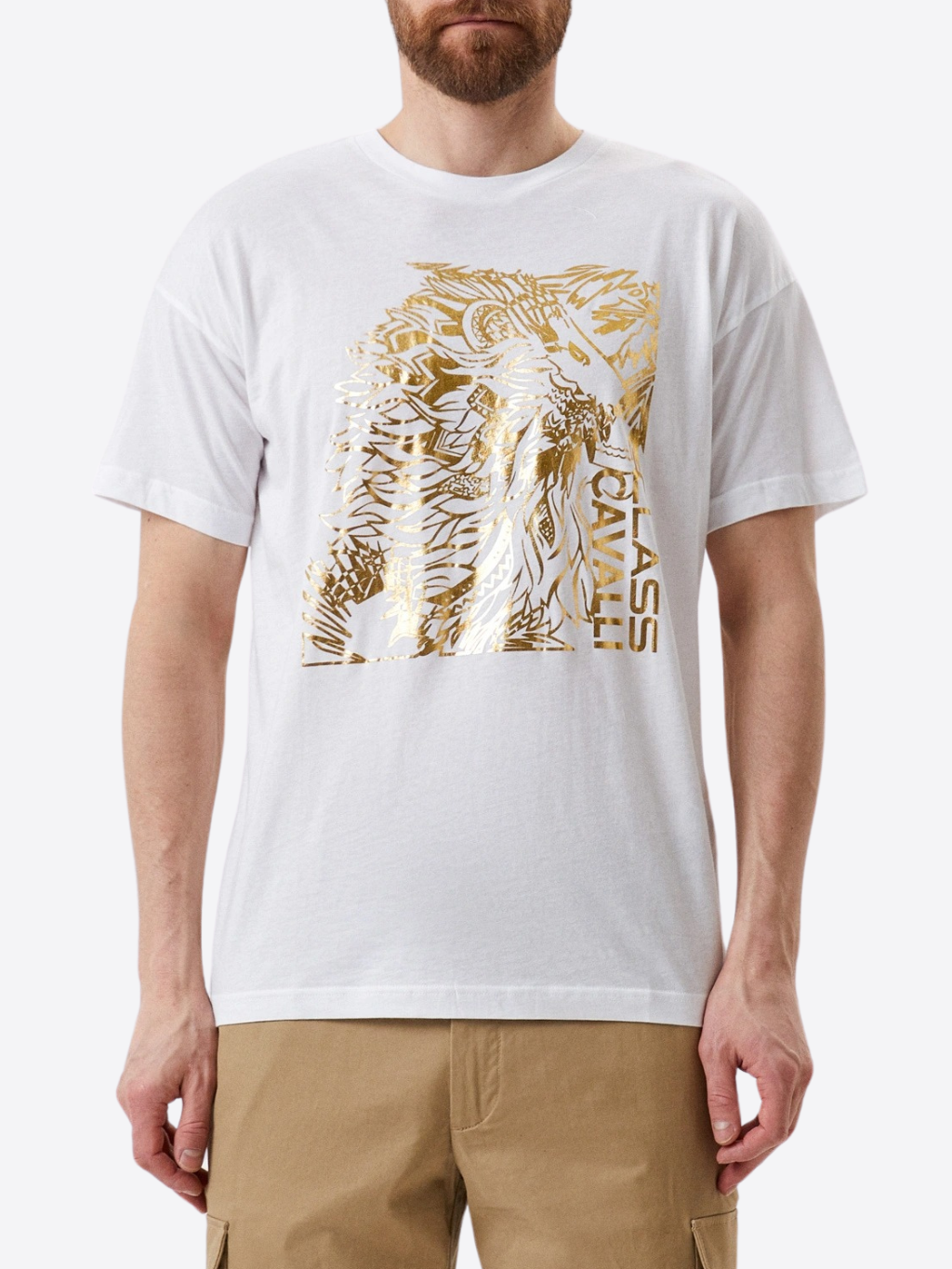 CAVALLI CLASS Gold White tričko XL
