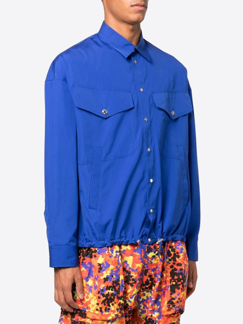 DSQUARED2 Drawstring Hem Blue košeľová bunda Veľkosť: M