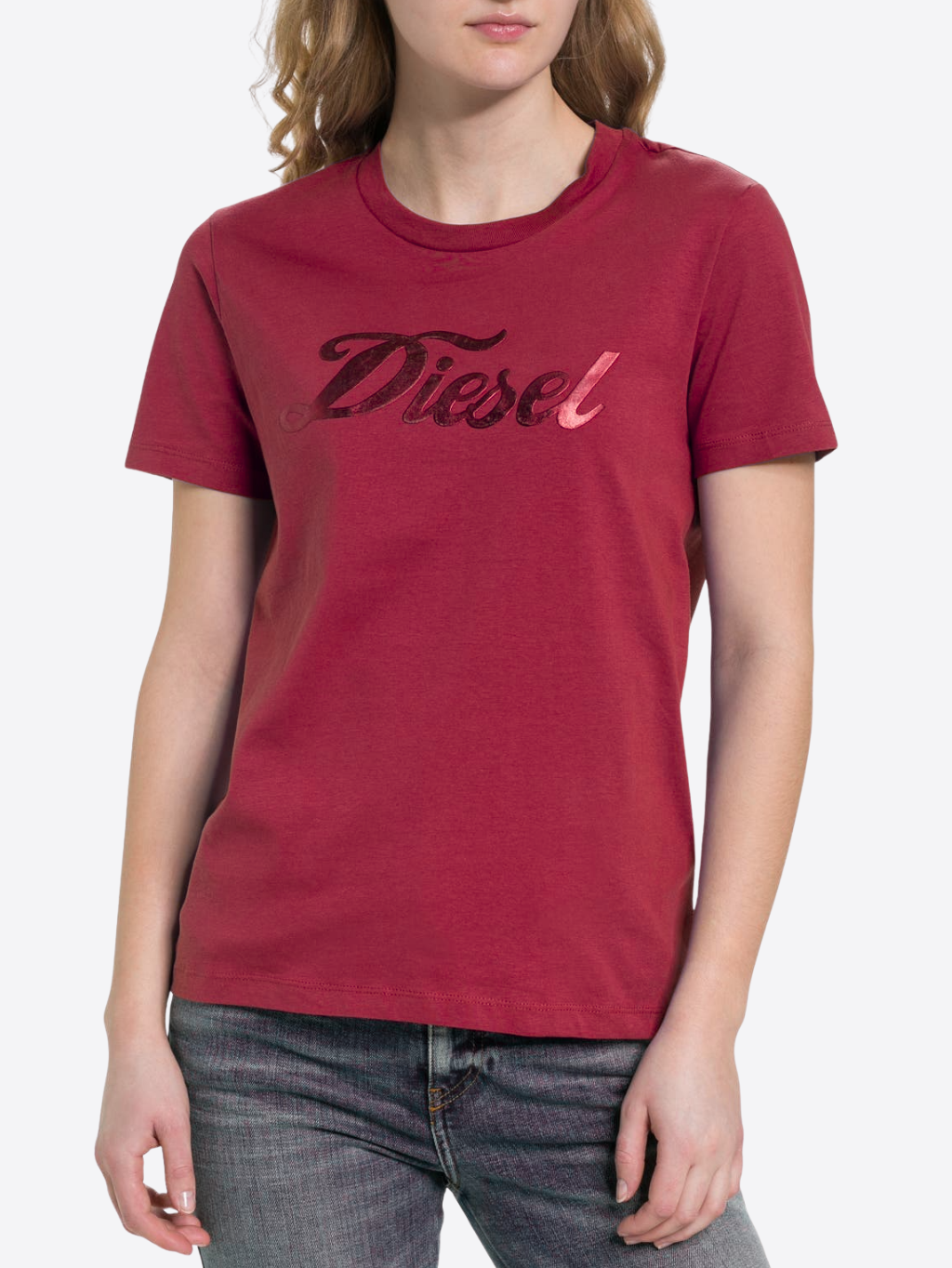 DIESEL Calligraphy Burgundy tričko L
