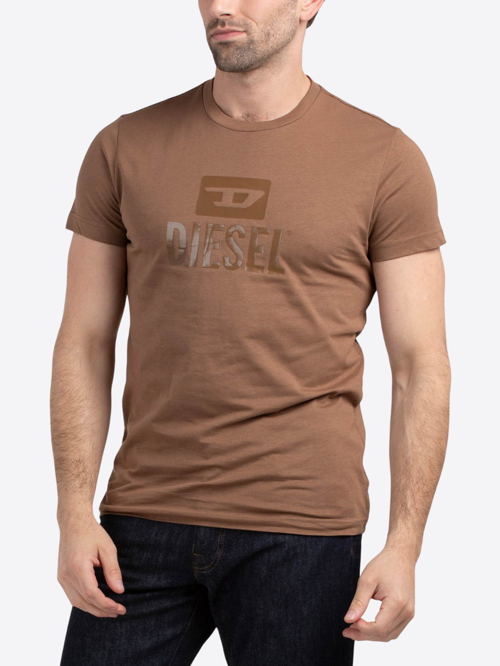 DIESEL Tone On Tone Brown tričko S