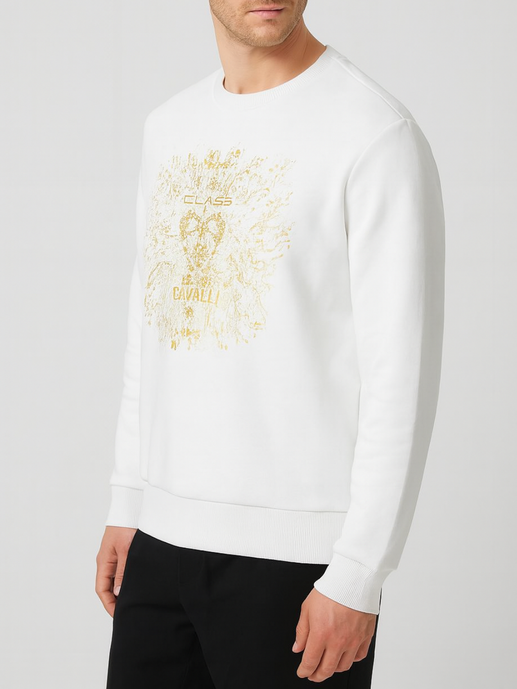 CAVALLI CLASS Gold Logo White mikina Veľkosť: S – Obrázok 3
