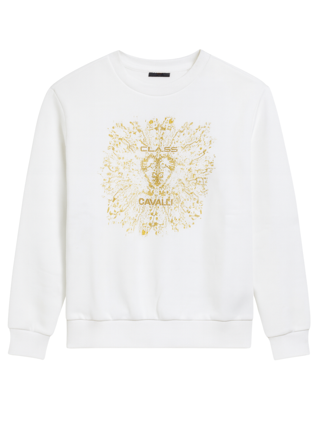 CAVALLI CLASS Gold Logo White mikina S