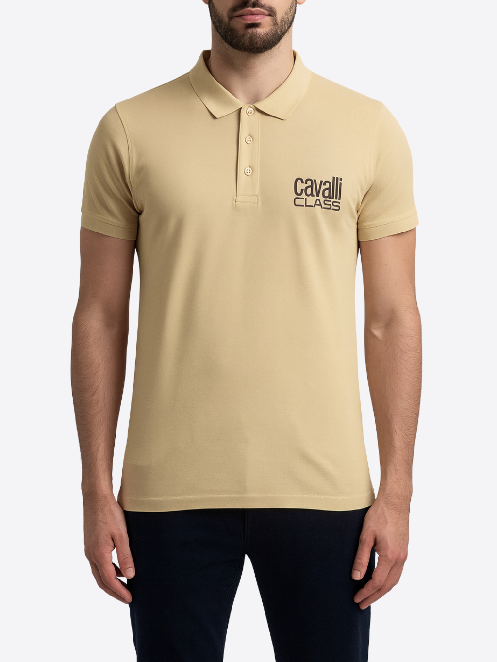 CAVALLI CLASS Carlo Beige polo tričko Veľkosť: L – Obrázok 2