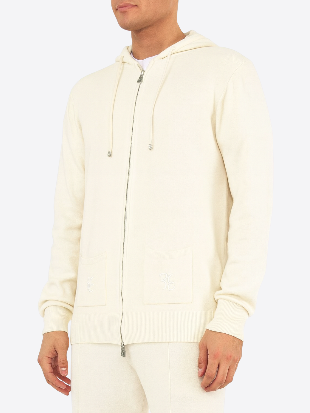 BILLIONAIRE Logo Zip White sveter Veľkosť: S – Obrázok 2