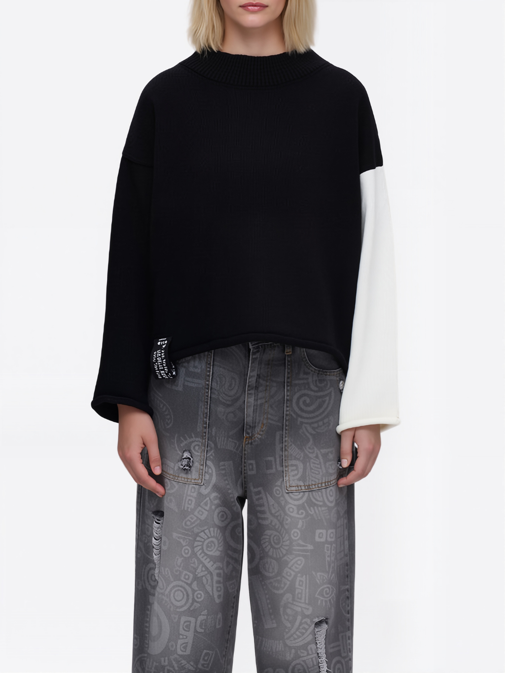 #VDR Lettering Black sveter Veľkosť: M