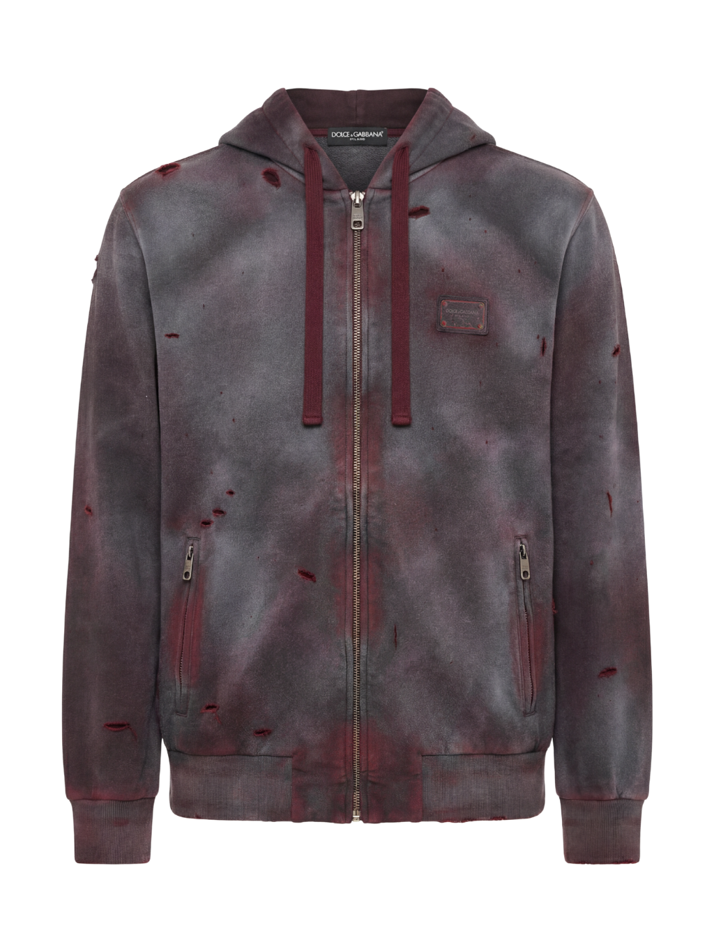 DOLCE & GABBANA Worn Effect Burgundy mikina M