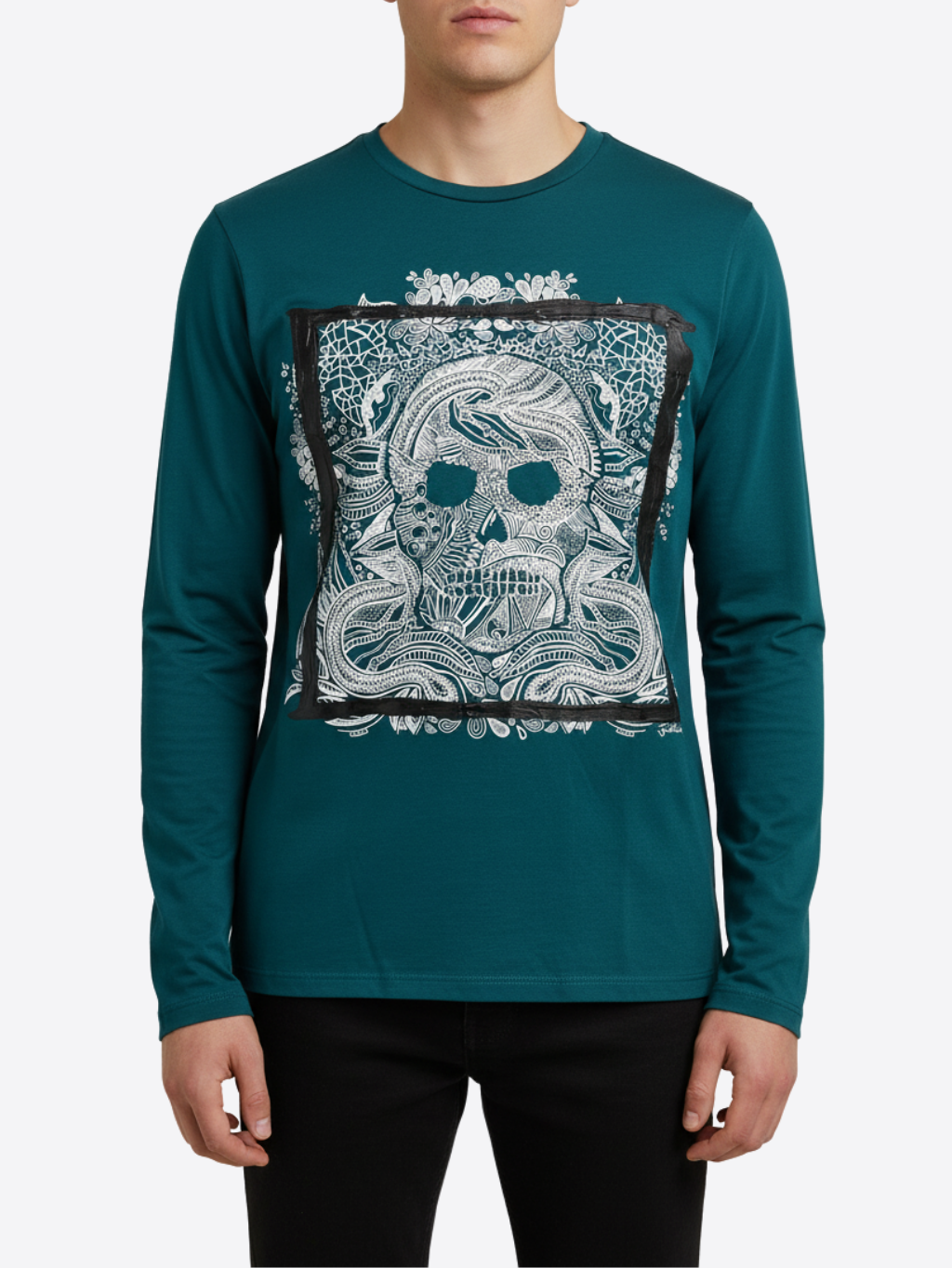 JUST CAVALLI Skull Green tričko Veľkosť: M