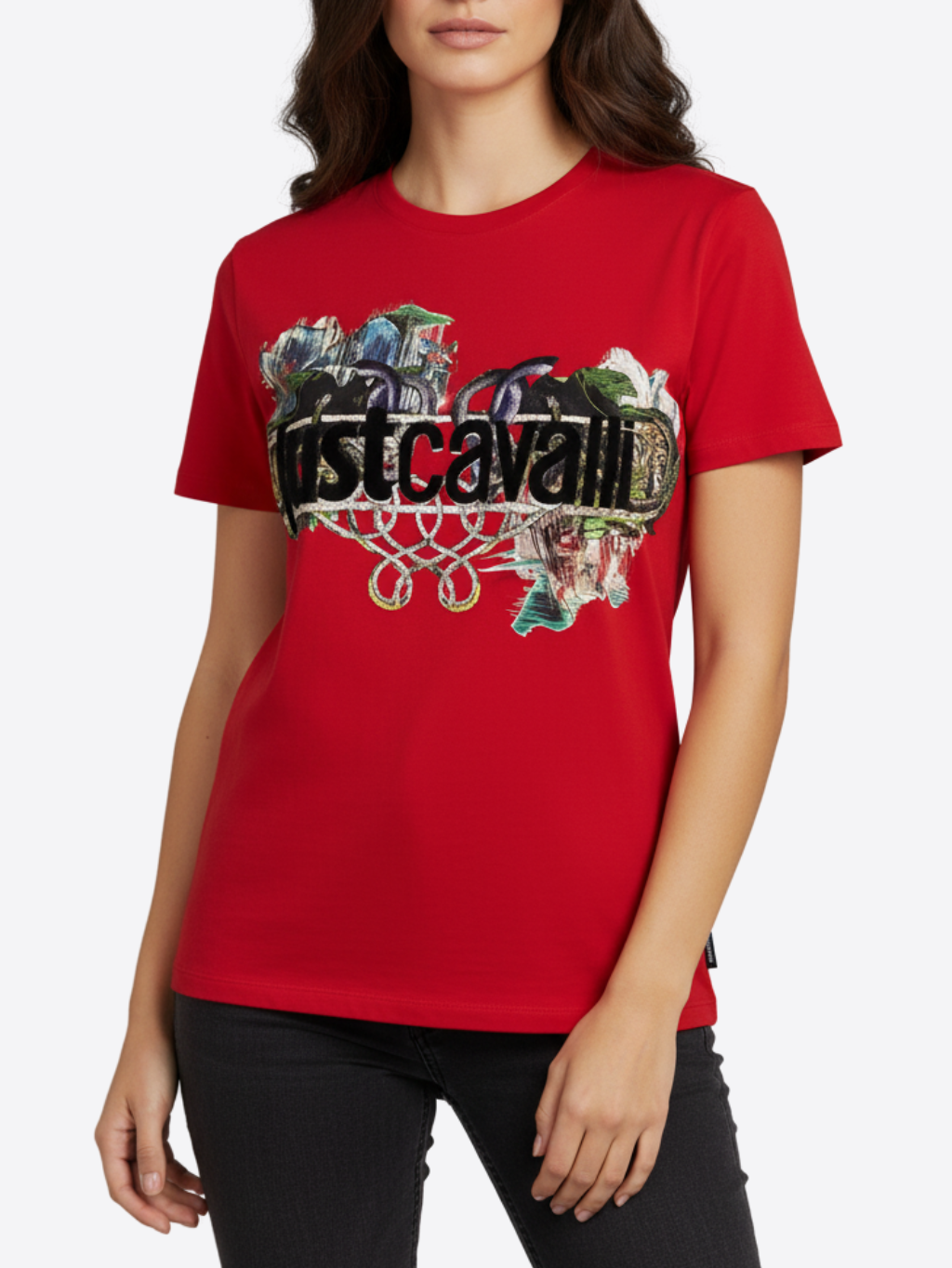 JUST CAVALLI Wild Red tričko Veľkosť: XS