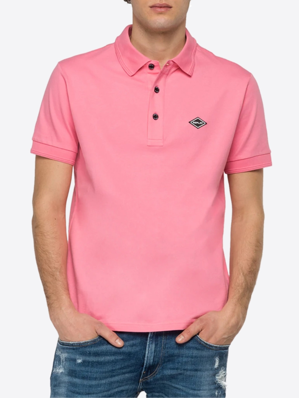 REPLAY Logo Pink polo tričko Veľkosť: L