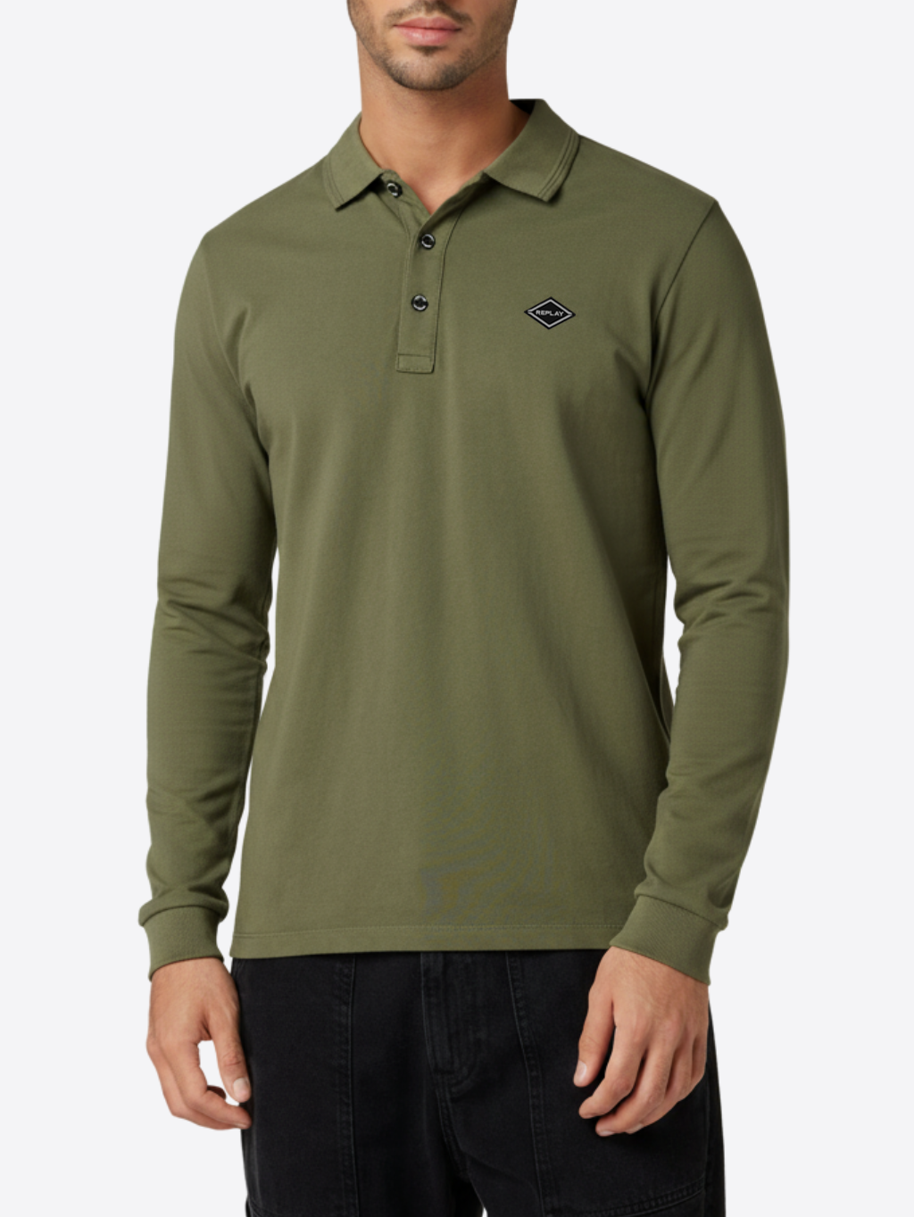 REPLAY Logo Dark Green polo tričko Veľkosť: L