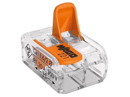 WAGO 221-412 – Páková svorka 2×0,14–4 mm², priehľadná