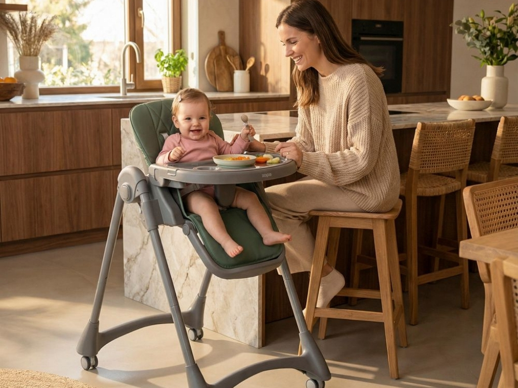 Jedálenská stolička Zopa Primo v zelenej farbe v modernom interiéri