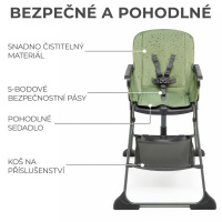 Jedálenská stolička Kinderkraft Foldee bezpečnostné prvky