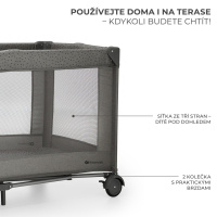 Cestovná postieľka Kinderkraft Joy 2 + doplnky Dark grey vlastnosti