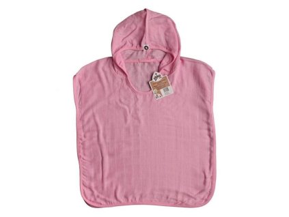 Xkko bambusové mušelínové pončo BabyPink 2 3 roky
