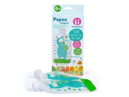 Kapsička na jedlo Petite&Mars Papoo Original Elephant 6 kusov