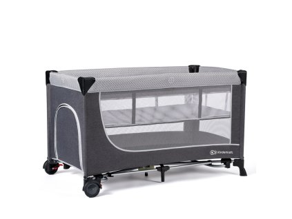 Cestovná postieľka Kinderkraft Leody v šedej farbe Grey