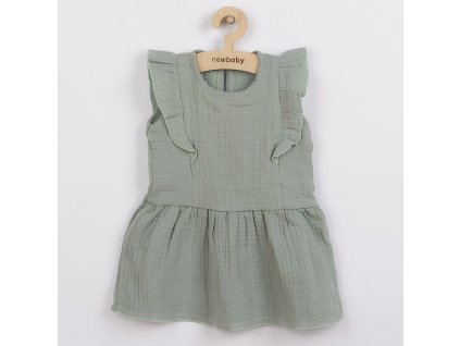 Dojčenské mušelínové šaty New Baby Summer Nature Collection mätové